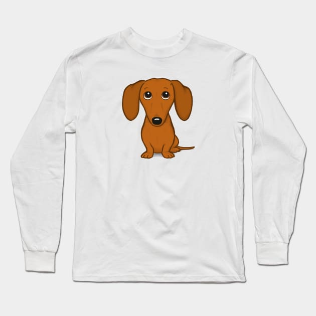 Cute Cartoon Dachshund | Funny Wiener Dog Long Sleeve T-Shirt by Coffee Squirrel